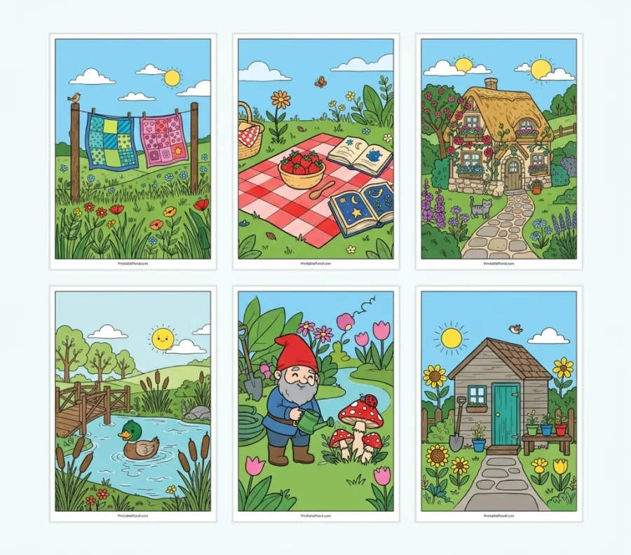 15 Free Cozy Cottagecore Coloring Pages — free printable PDFs