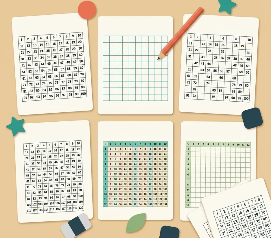 8 Free Number Charts and Times Tables Charts — free printable PDFs