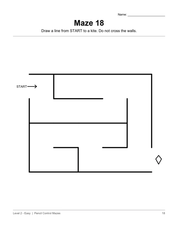 A simple maze with thick black lines, a start arrow, and a diamond shape at the finish.