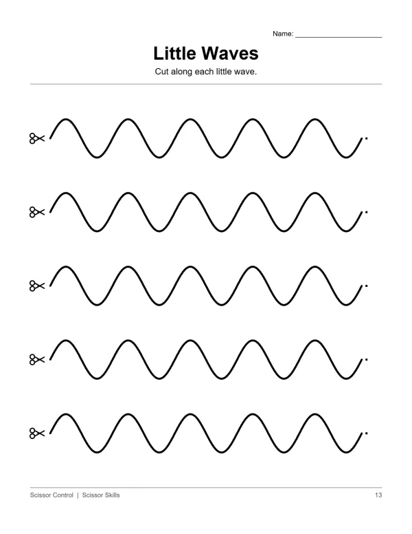 Five rows of simple wavy lines with scissors icons on the left.