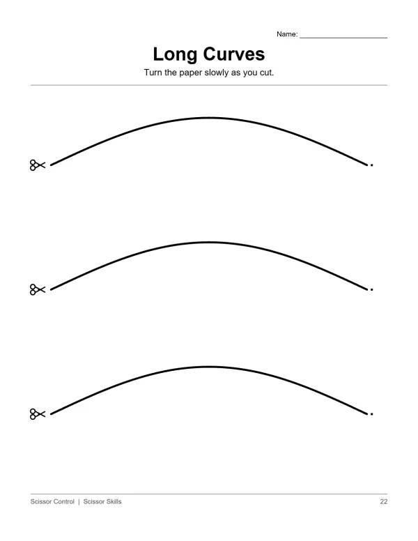 Three thick black curved lines with a pair of scissors icon at the start of each line.