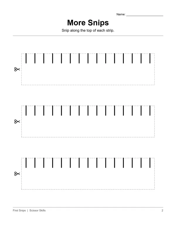 Three dashed lines with vertical cutting marks and scissors icons on a white background.