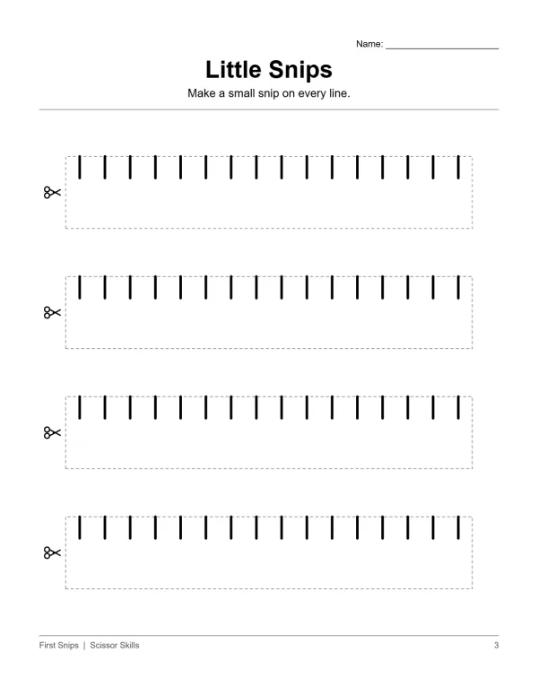 Four rows of vertical black lines inside dashed rectangles with scissors icon on the left.