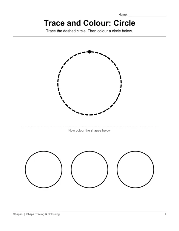 A dashed circle outline with a dot at the top, and three solid circle outlines below.
