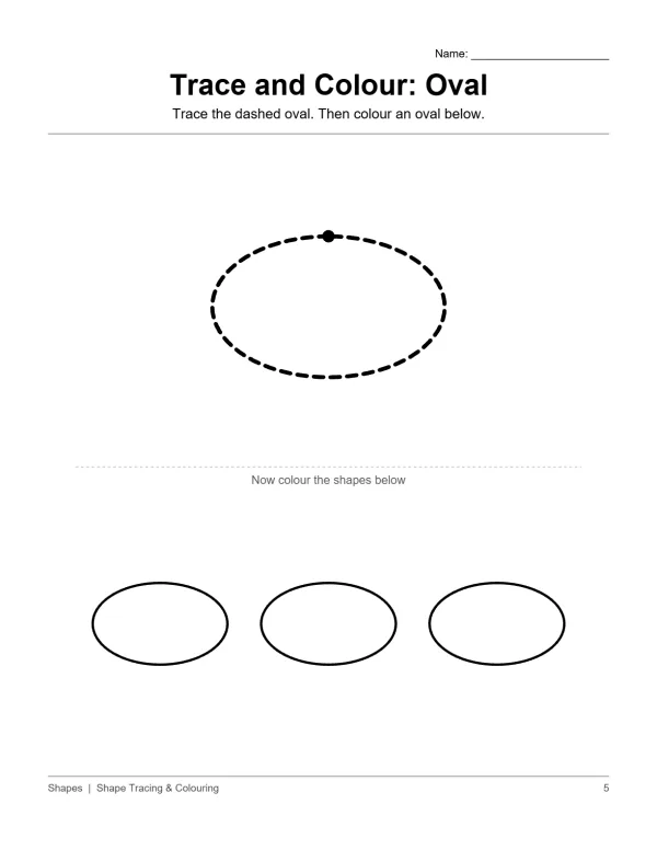 Dashed oval outline with a dot at the top, and three solid oval outlines below.