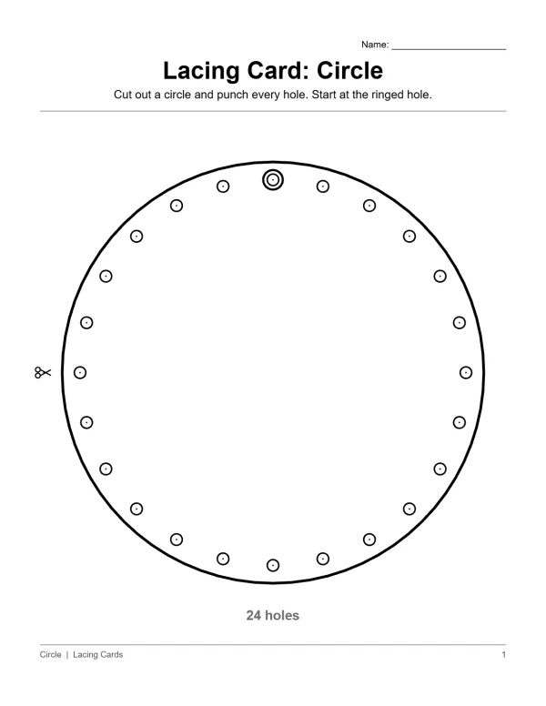 A blank circle with 24 evenly spaced holes around the edge and instructions for use.