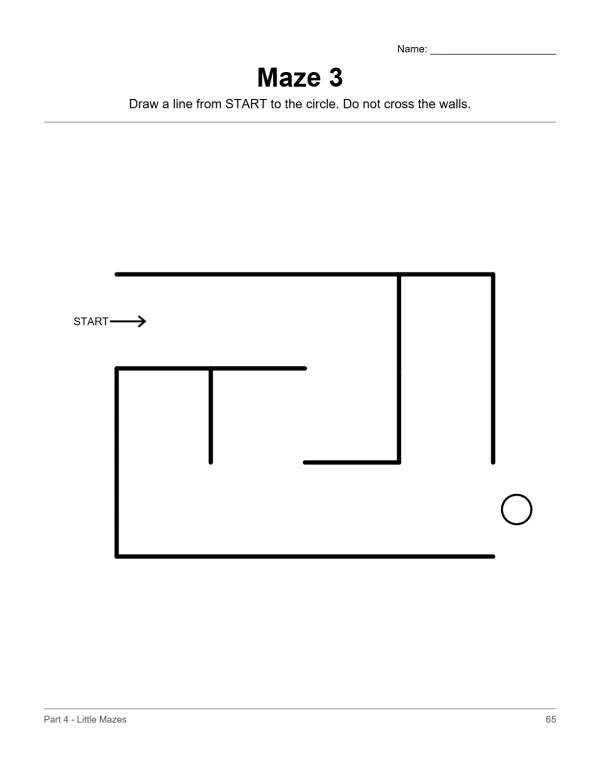 A simple maze with thick black lines on a white background, labeled START.