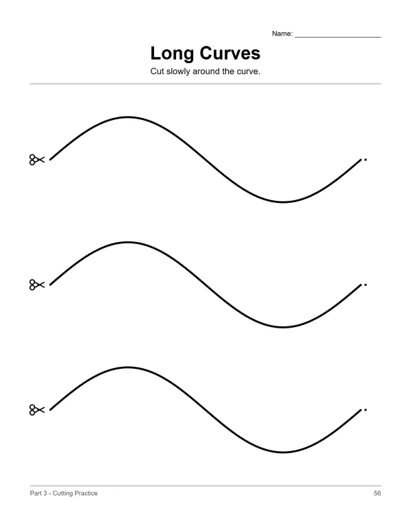 Three smooth, black, wavy lines with scissors icons on the left and dots on the right.