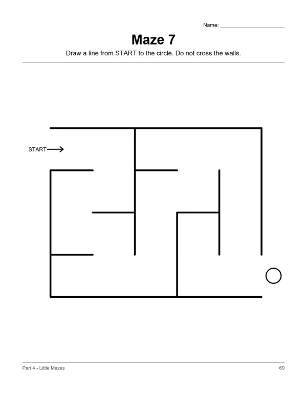 A simple maze with thick black lines, a START arrow and a finish circle.