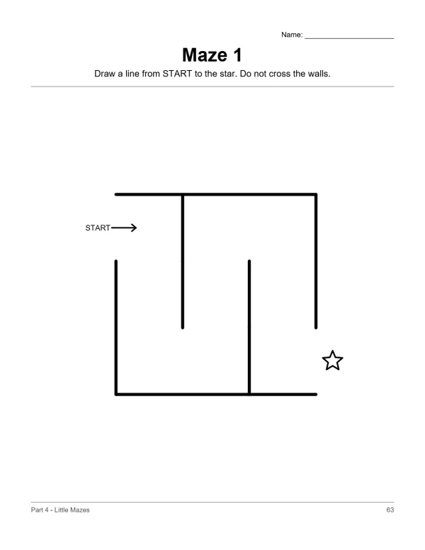 A simple maze with a star at the end and the word START at the beginning.