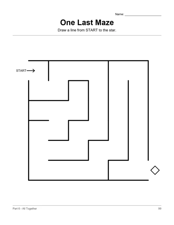 A simple maze with thick black lines, a start arrow, and a diamond at the end.