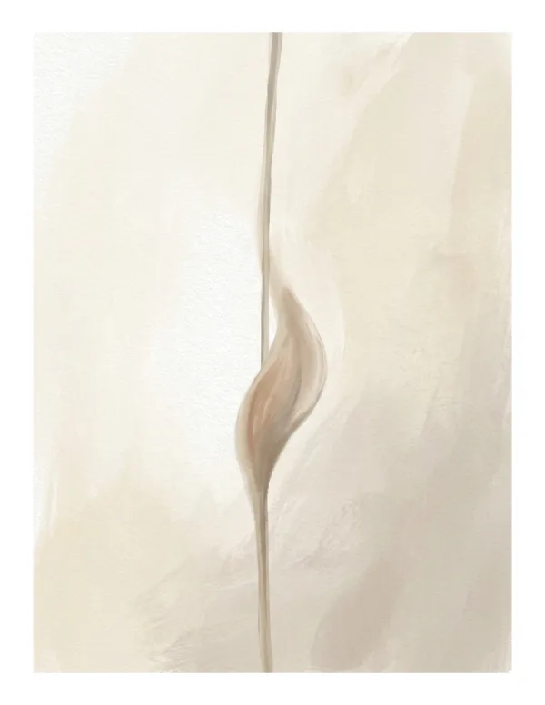 A digital painting of a single, thin vertical stem with a bulbous, flowing shape near the middle.