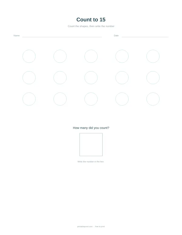 A worksheet with rows of circles to count and a box to write the total number.