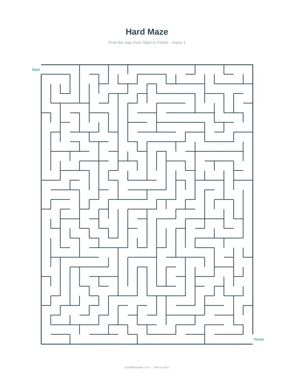 A complex maze with a start and finish point, requiring careful navigation through its many paths.