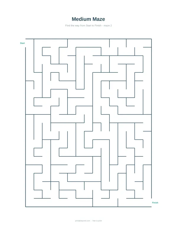 A medium difficulty maze with a start and finish point, requiring users to find the correct path.