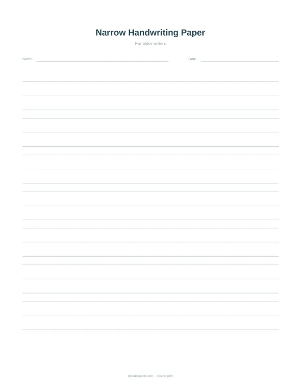 A sheet of paper with narrow horizontal lines for writing, labeled for name and date.