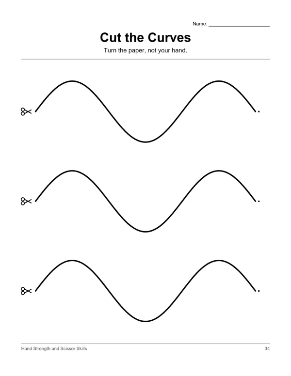 Three wavy black lines with scissors icons at the start and dots at the end.