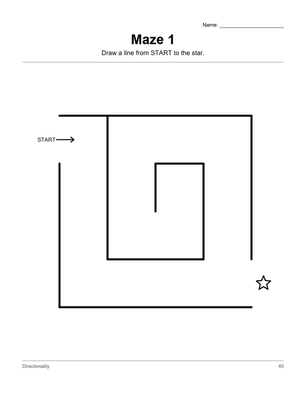 A simple square maze with thick black lines, a start arrow, and a star at the end.