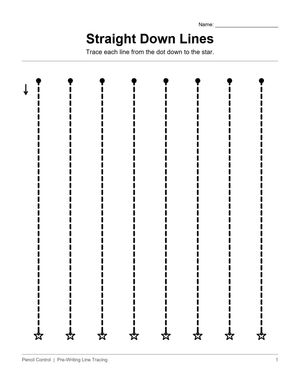 Dashed vertical lines connect dots at the top to stars at the bottom.