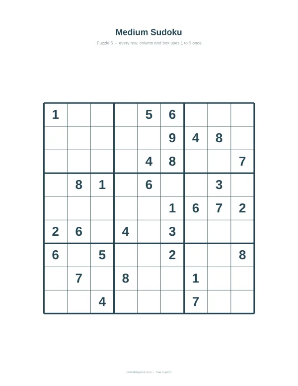 A medium Sudoku grid with some numbers filled in and many empty cells.