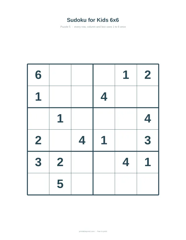A 6x6 Sudoku grid with numbers filled in some squares and many empty squares.
